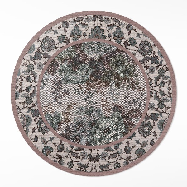 Vinyl vloerkleed rond Decoratieve bloemen op stof