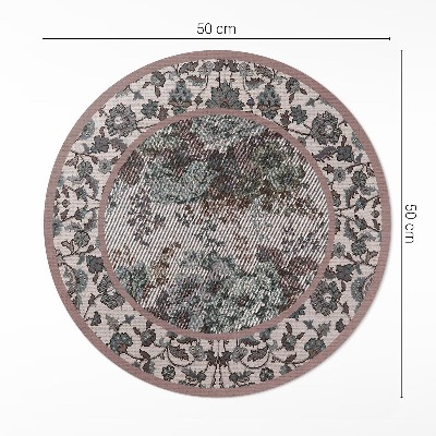 Vinyl vloerkleed rond Decoratieve bloemen op stof