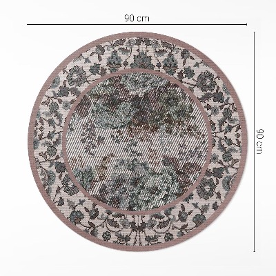 Vinyl vloerkleed rond Decoratieve bloemen op stof