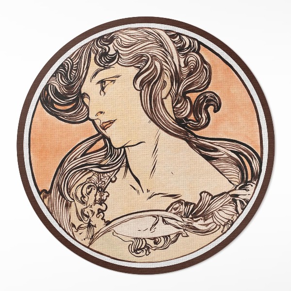 Pvc mat rond Portret van een vrouw door Alfons Mucha