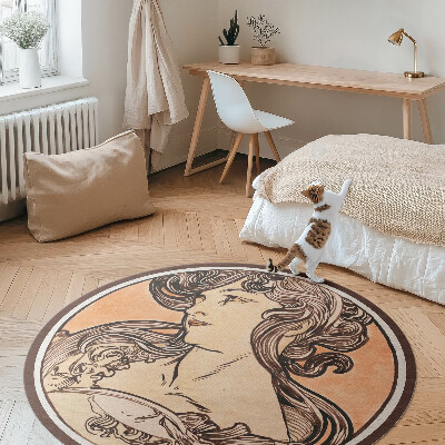 Pvc mat rond Portret van een vrouw door Alfons Mucha