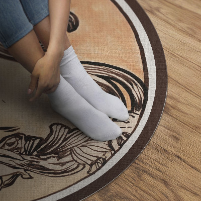 Pvc mat rond Portret van een vrouw door Alfons Mucha