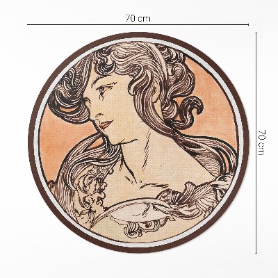 Pvc mat rond Portret van een vrouw door Alfons Mucha