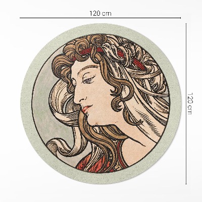 Rond pvc tapijt Vrouwenportret door Alfons Mucha
