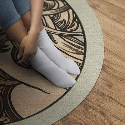 Rond pvc tapijt Vrouwenportret door Alfons Mucha