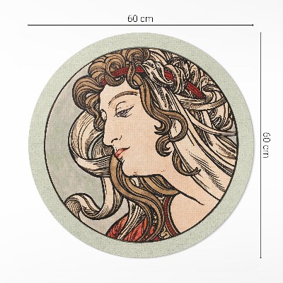 Rond pvc tapijt Vrouwenportret door Alfons Mucha