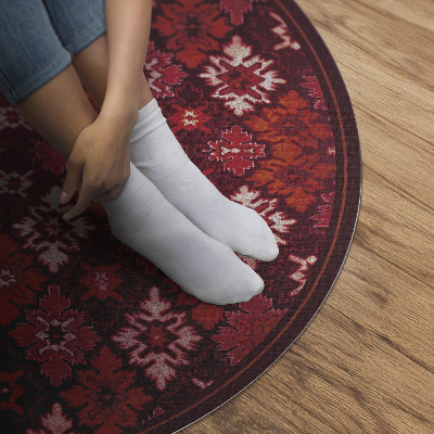 Vinyl vloerkleed rond Decoratieve planten schaakbord