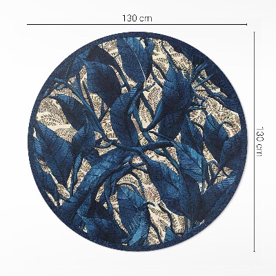 Pvc mat rond Korenbloemblauwe plantenbladeren natuurmotief