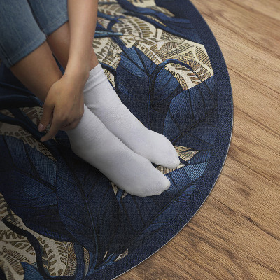 Pvc mat rond Korenbloemblauwe plantenbladeren natuurmotief