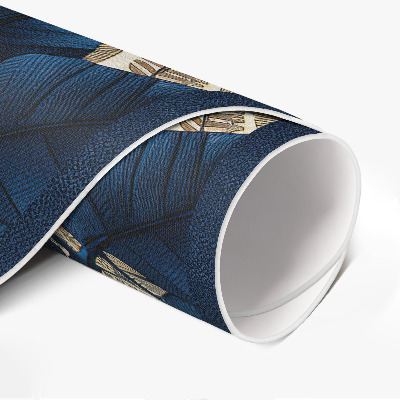 Pvc mat rond Korenbloemblauwe plantenbladeren natuurmotief