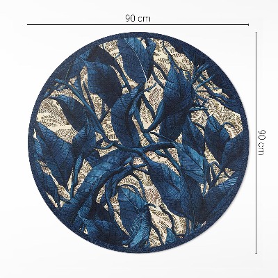 Pvc mat rond Korenbloemblauwe plantenbladeren natuurmotief