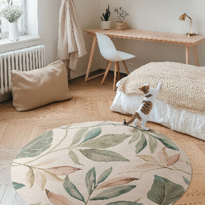 Rond pvc tapijt Delicate boho-bladeren