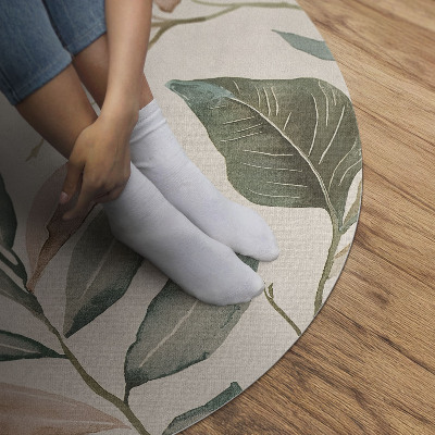 Rond pvc tapijt Delicate boho-bladeren