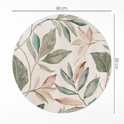 Rond pvc tapijt Delicate boho-bladeren