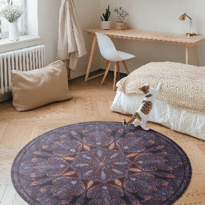 Vinyl vloerkleed rond Oosters decoratief patroon met een plantenmotief
