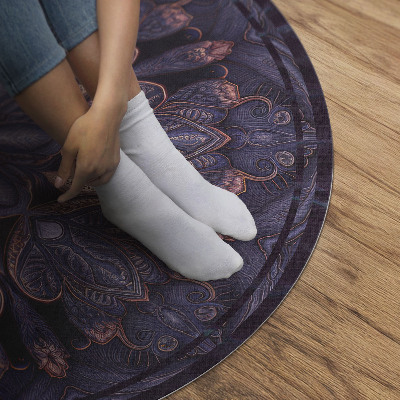 Vinyl vloerkleed rond Oosters decoratief patroon met een plantenmotief