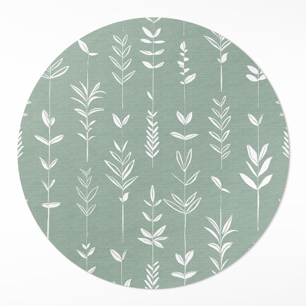 Pvc mat rond Kleine boho-planten met delicate bladeren