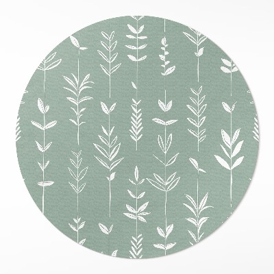 Pvc mat rond Kleine boho-planten met delicate bladeren