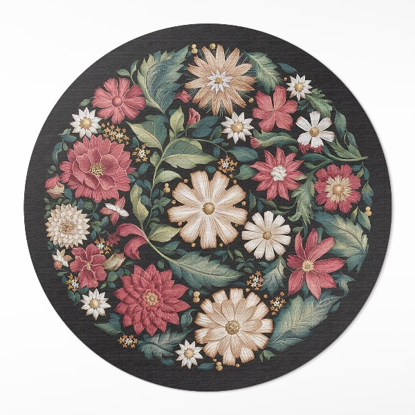 Pvc mat rond Pastelkleurige wilde bloemen, delicate planten