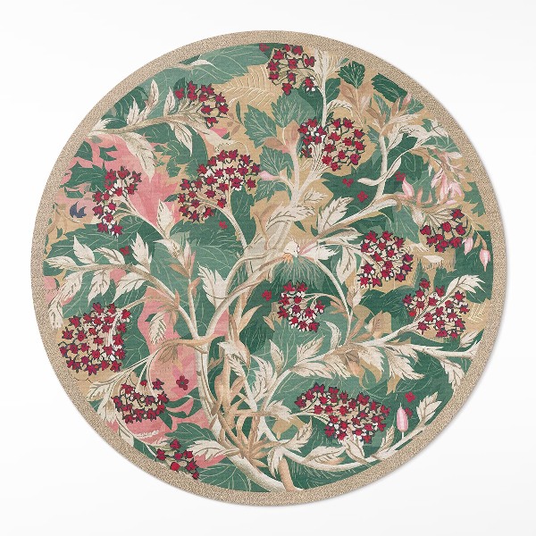 Pvc mat rond Vintage bloemen- en bladplantenafbeeldingen