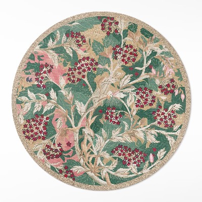 Pvc mat rond Vintage bloemen- en bladplantenafbeeldingen