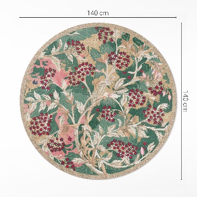 Pvc mat rond Vintage bloemen- en bladplantenafbeeldingen