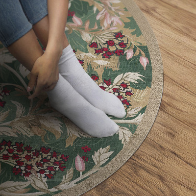 Pvc mat rond Vintage bloemen- en bladplantenafbeeldingen