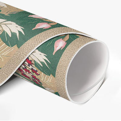 Pvc mat rond Vintage bloemen- en bladplantenafbeeldingen