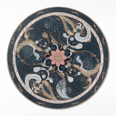 Rond pvc tapijt Abstracte vormen en vintage bloemen