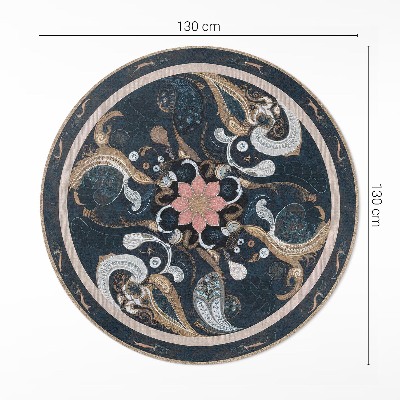 Rond pvc tapijt Abstracte vormen en vintage bloemen