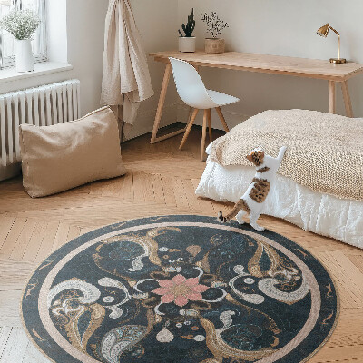 Rond pvc tapijt Abstracte vormen en vintage bloemen