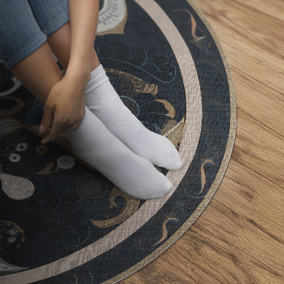 Rond pvc tapijt Abstracte vormen en vintage bloemen