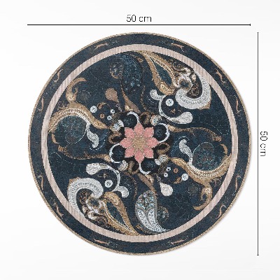 Rond pvc tapijt Abstracte vormen en vintage bloemen