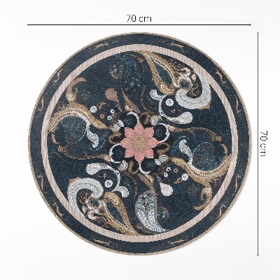 Rond pvc tapijt Abstracte vormen en vintage bloemen