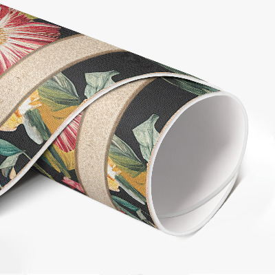 Vinyl vloerkleed rond Rijke kleurrijke bloemen veld weide vintage