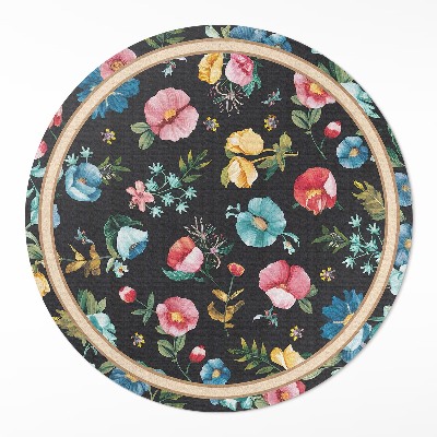 Pvc mat rond Delicate kleurrijke bloemen veld weide vintage
