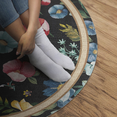 Pvc mat rond Delicate kleurrijke bloemen veld weide vintage