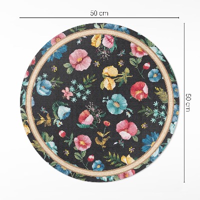 Pvc mat rond Delicate kleurrijke bloemen veld weide vintage