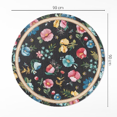 Pvc mat rond Delicate kleurrijke bloemen veld weide vintage