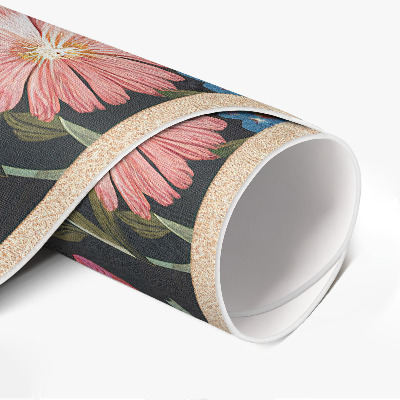 Rond pvc tapijt Kleurrijke, delicate vintage wilde bloemen