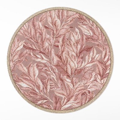 Rond pvc tapijt Delicate pastel boho bladeren