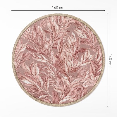 Rond pvc tapijt Delicate pastel boho bladeren