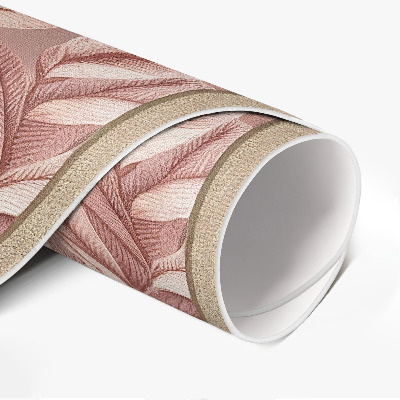 Rond pvc tapijt Delicate pastel boho bladeren