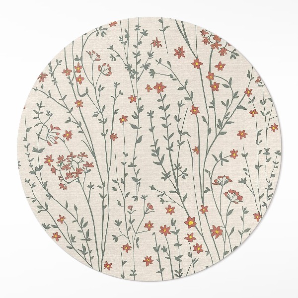 Rond pvc tapijt Kleine wilde bloemen boho delicate weide