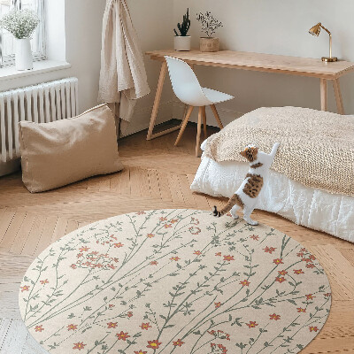 Rond pvc tapijt Kleine wilde bloemen boho delicate weide