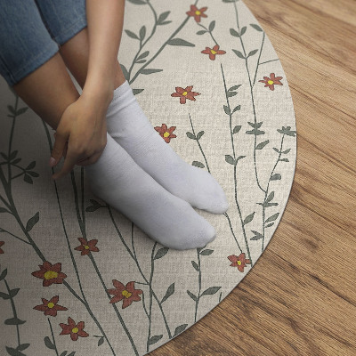 Rond pvc tapijt Kleine wilde bloemen boho delicate weide