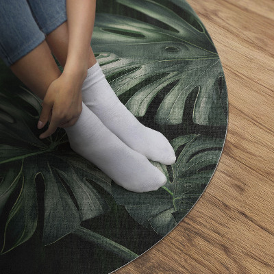 Vinyl vloerkleed rond Tropische monsterabladeren