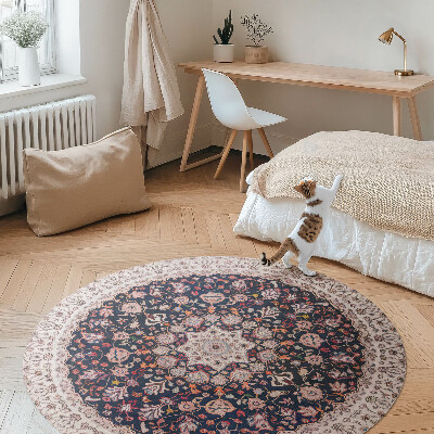 Vinyl vloerkleed rond Vintage sierlijk mandalapatroon in oude stijl