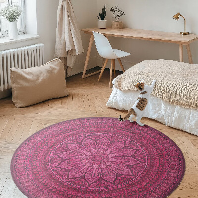 Vinyl vloerkleed rond Decoratieve mandala met een bloemenboho-patroon