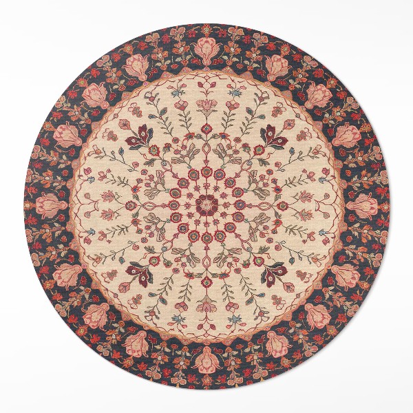 Rond pvc tapijt Mandala Perzische stijl vintage bloemenmotief